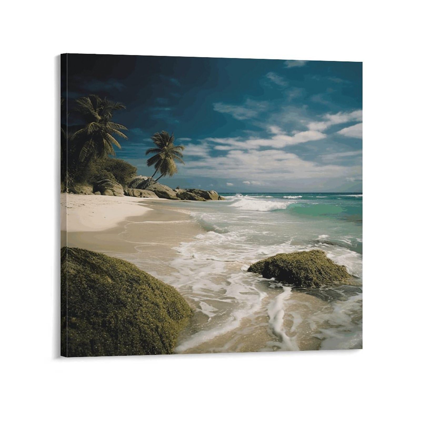 KLOPH Beach Canvas Wall Art for Living Room 08x8inch Modern Artwork Painting for Bathroom Hanging Canvas Prints Aesthetic Wallart for Bedroom Kitchen Office Wall Decor