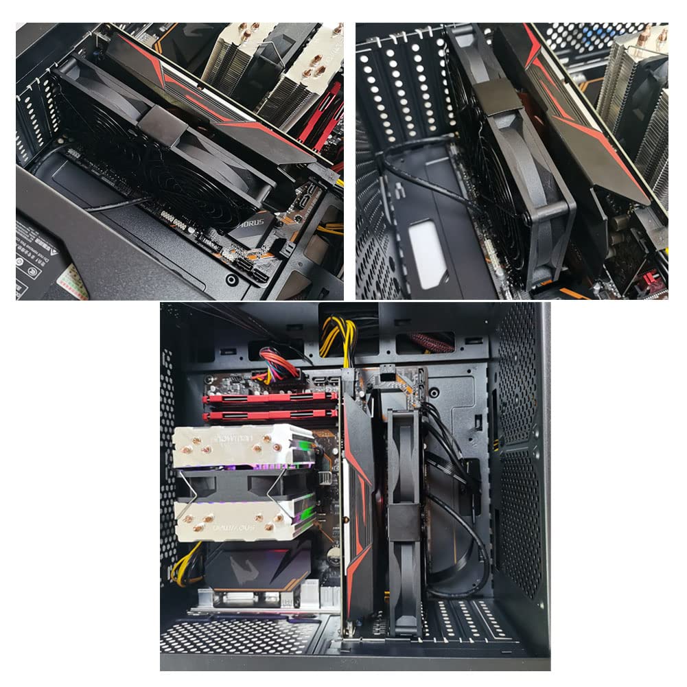Ventilateur de Carte Graphique 2 x 92 mm - Flux d'Air Élevé, Refroidisseur de Support PCI - GPU, Compatible 5V, 7V, 12V et Carte Mère