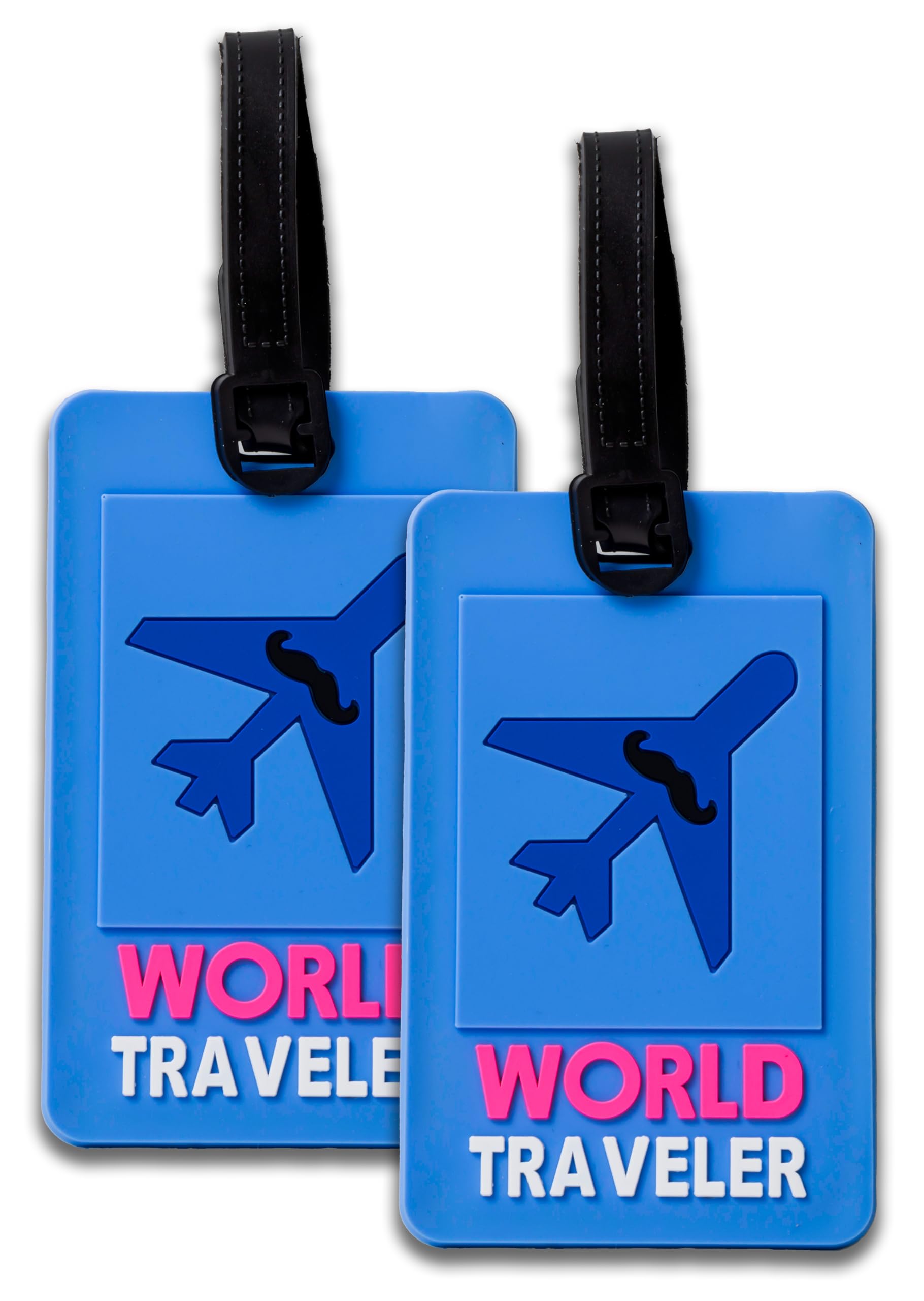 IPEA Luggage Tags for Travel Suitcases – 2 Units – Luggage Tags with Name – Classic High Strength Shockproof Plastic Tags for Trolley, Holiday – Airplane Design