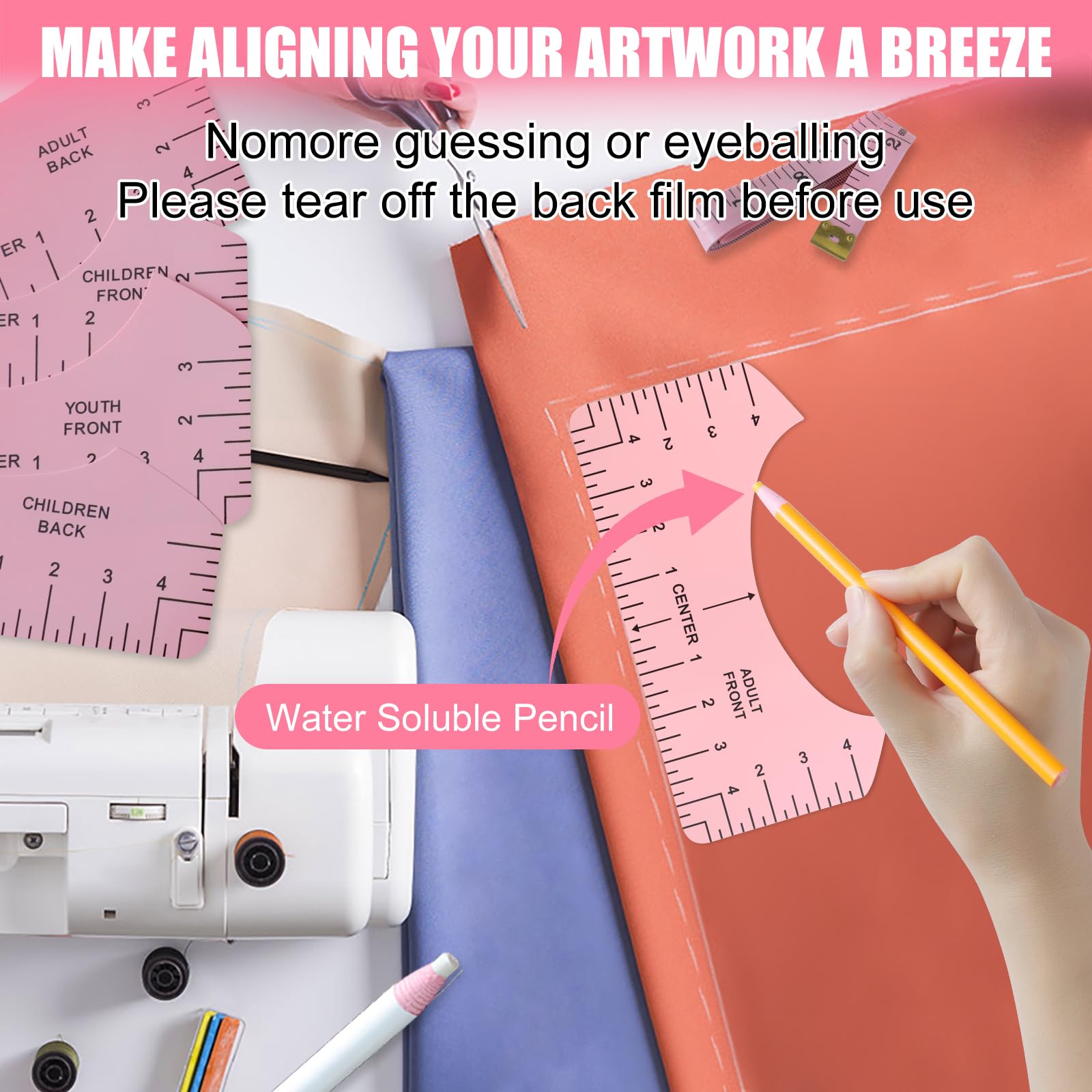 XEUZK Sublimation Shirts Tool Pink Kit With 8T Shirt rulers, 3Pack Teflon Sheet for Heat Press 12 x 16in, Heat Resistant Gloves & Silicone Bumps, 4Rolls Heat Resistant Tape& Tape Dispenser Sublimation