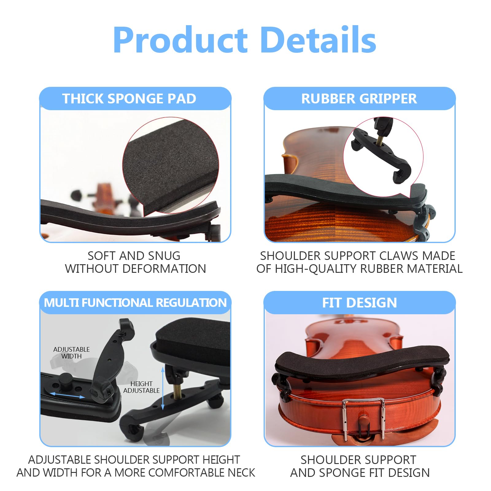Violin Shoulder Rest for 4/4 and 3/4 Size - Image 3