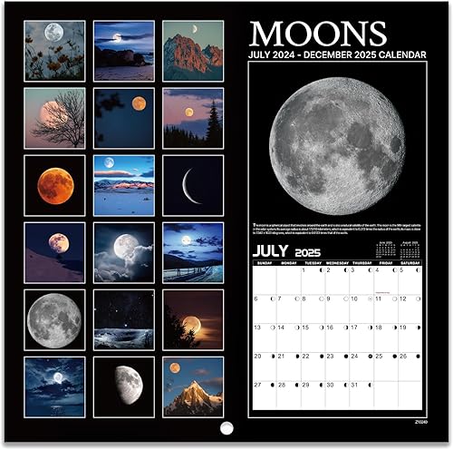 Miniatura 5 de Calendario de pared 2024, enero 2024 a diciembre de 2024, 11.63 x 23.26 pulgadas (abierto), calendario 2024 con fases lunares, papel grueso de alta