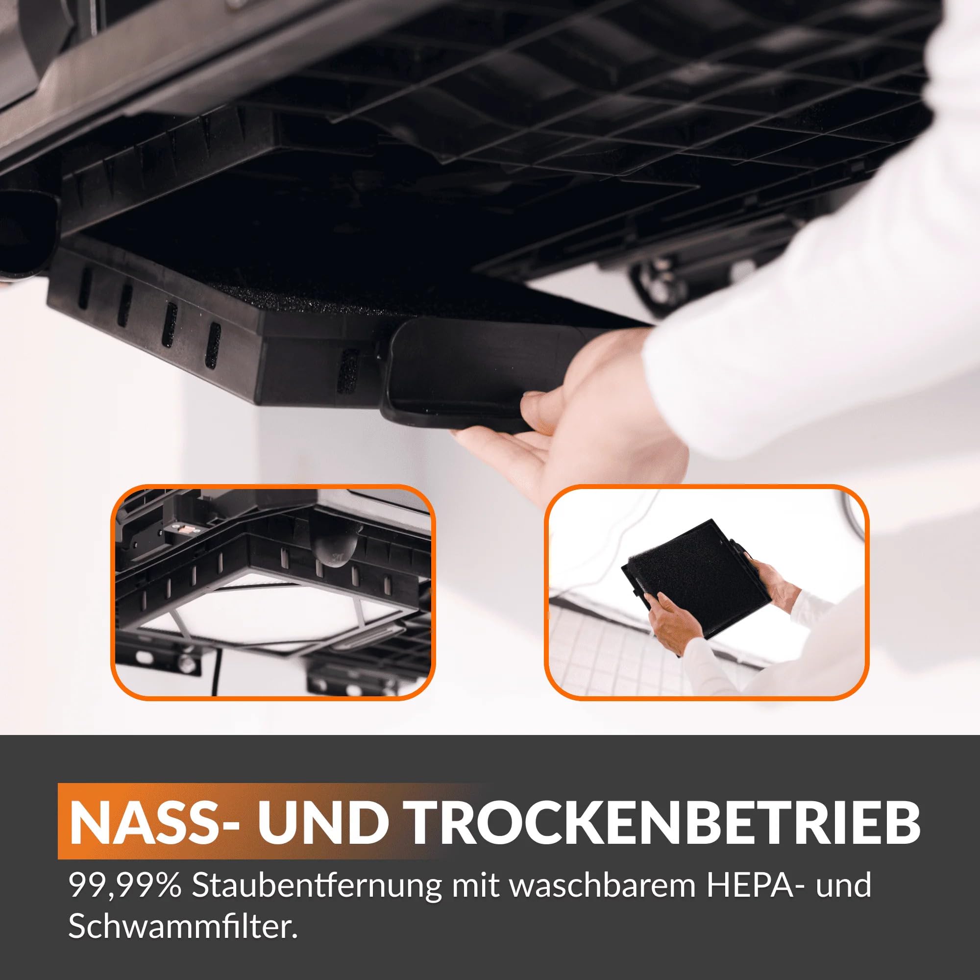 Giraffe Tools Grandstorm Einziehbarer Staubsauger mit 10 m langem, knickfestem Schlauch, wandmontierter Staubsauger mit 6 Düsen für die Garagenreinigung, Fernbedienung, Schwarz