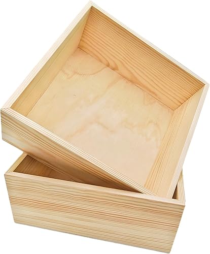 Miniatura 13 de Paquete de 4 Cajas Organizadoras de Almacenamiento de Manualidades de Madera Sin Terminar, Caja de Madera Rectangular de 6 x 4 x 2.4 pulgadas, Caja