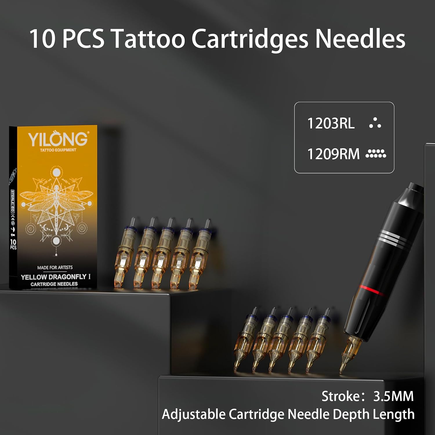 Wireless Tattoo Kit for Beginners - Tattoo Machine with 1200 mAh Capacity Power Supply, Tattoo Pen Kit with 10Pcs Tattoo Cartridge Needles Transfer Papers and 2mm Tatoo Practice Skin