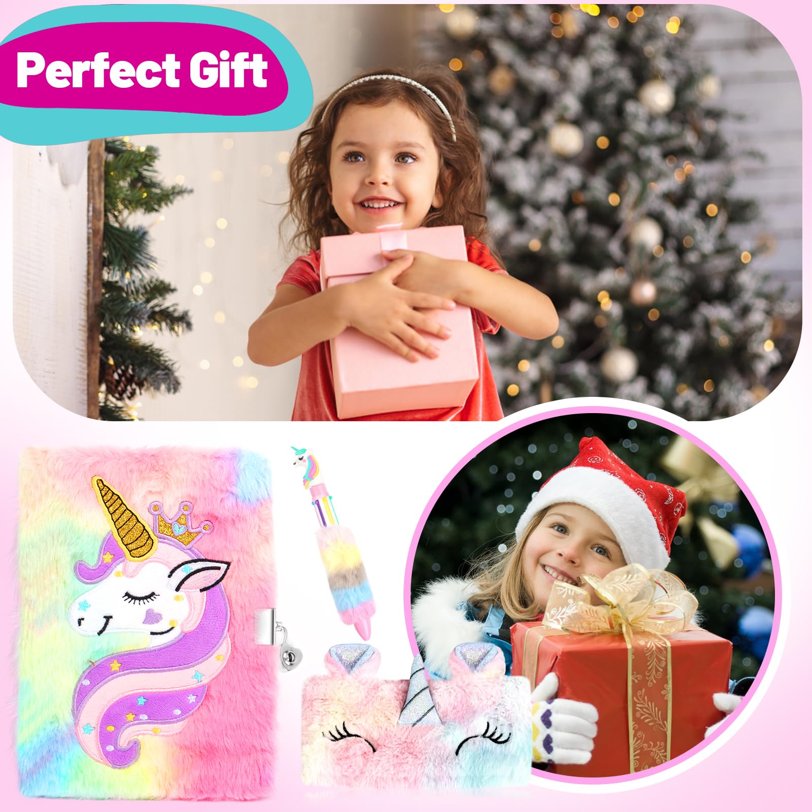 talifoca Diario Segreto Bambina con Lucchetto, peluche Unicorno Diario in Peluche Diario Segreto Unicorno, Astuccio Unicorno e Penna, privato Blocchi magici per ragazze Regalo di Natale compleanno