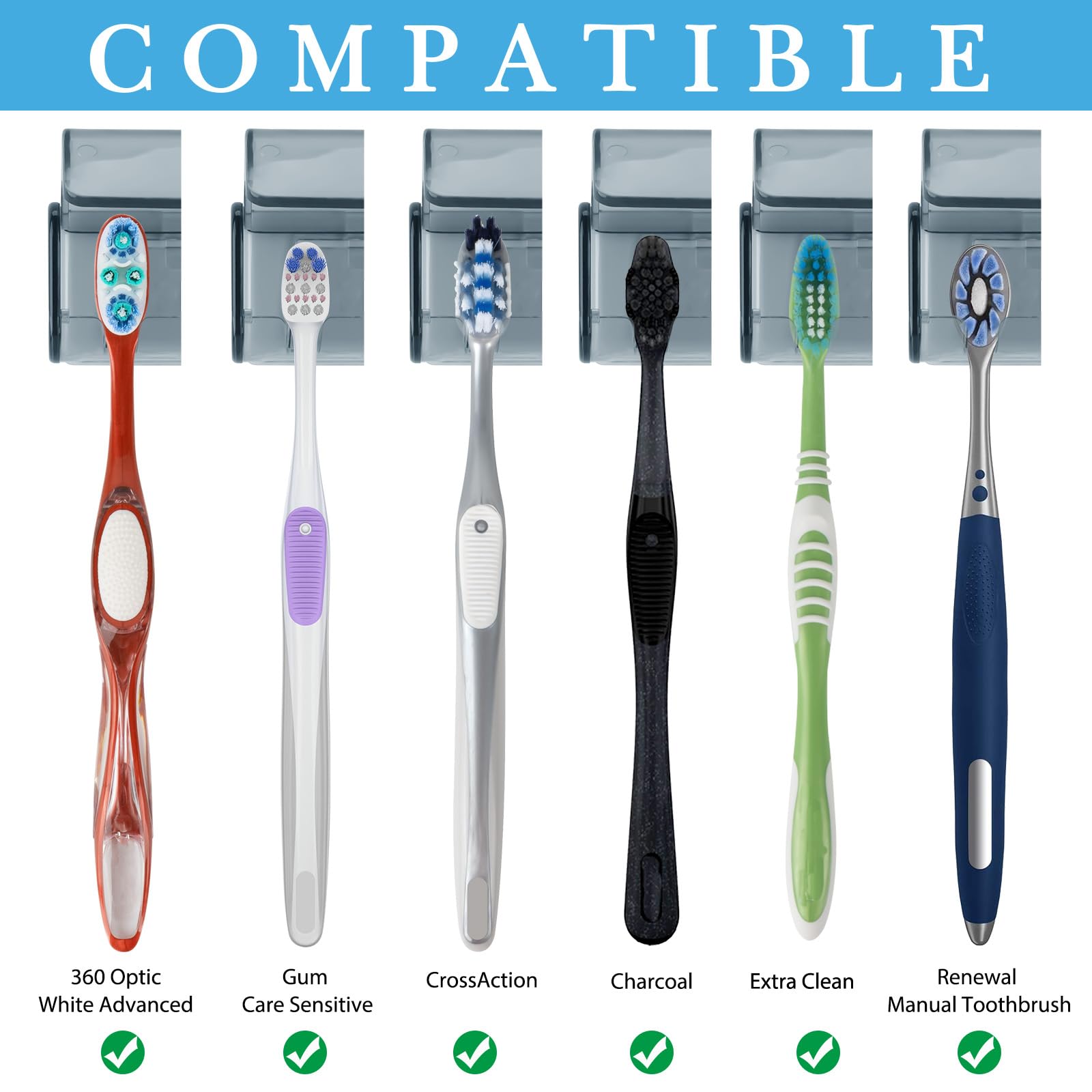 Linkidea Portaspazzolino Da Parete In Acciaio Inox Con Coperchio – 4 Slot, Autoadesivo, Per Bagno E Doccia, Argento - 6