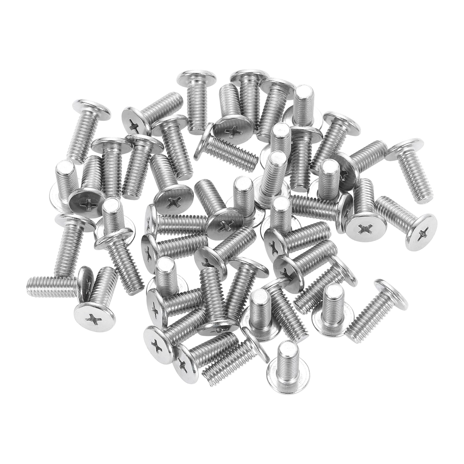 sourcing map M6-1 x 16mm 50Pcs Flat Round Head Screws 304 Stainless Steel Phillips Drive Machine Screws Hardware Fastener for Furniture Connection