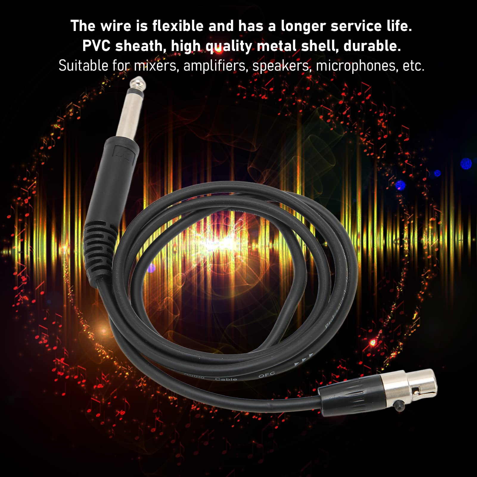 Zunate 3 Pin Mini XLR Female to 6.35mm Male Microphone Cable XLR to 1/4in Microphone Cord for Live Sound Card Microphone 3.3ft (1m) - Image 2