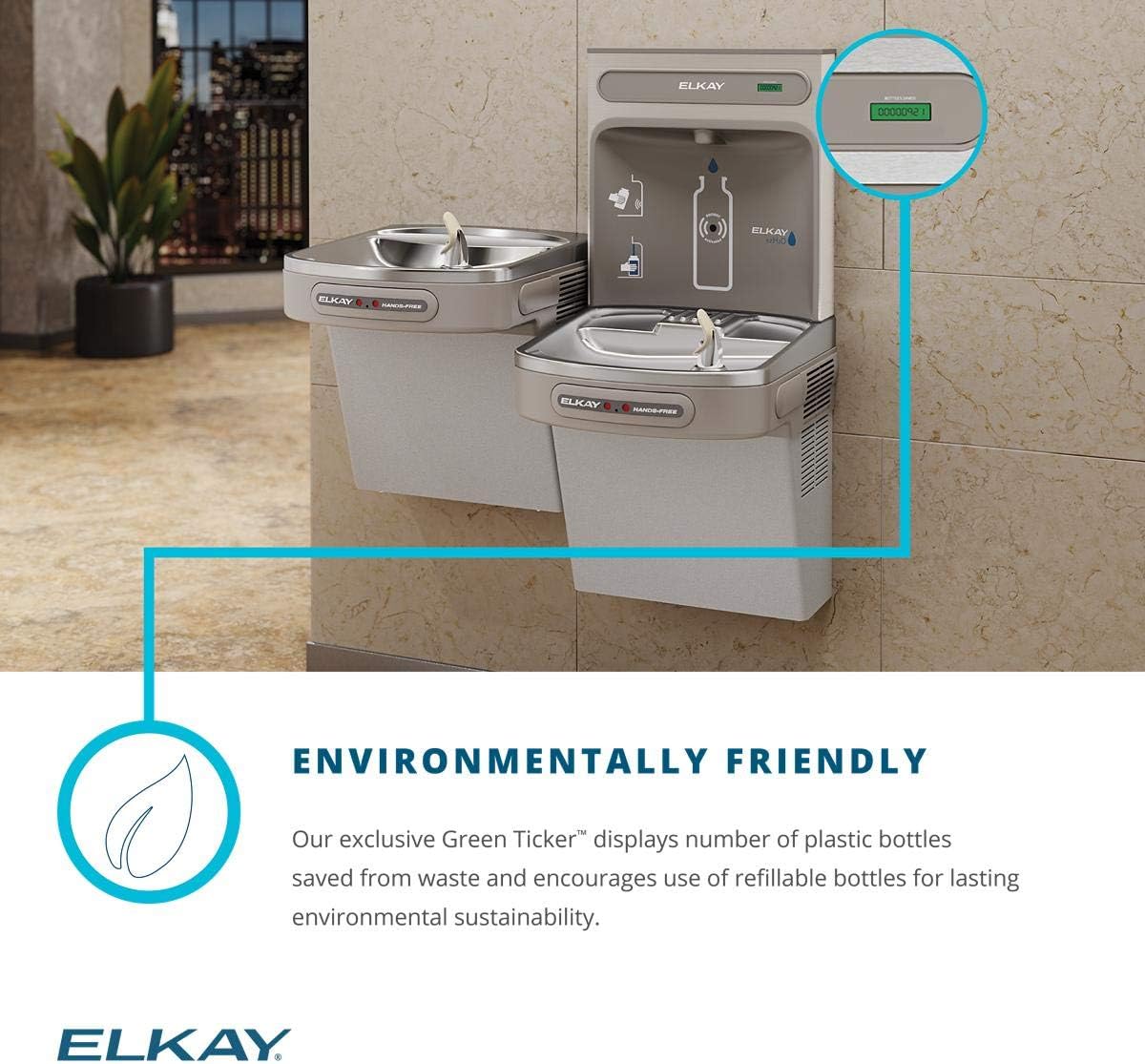 Elkay EZO8WSSK EZH2O Bottle Filling Station with Single ADA Cooler Hands Free Activation Refrigerated Stainless, Stainless Steel