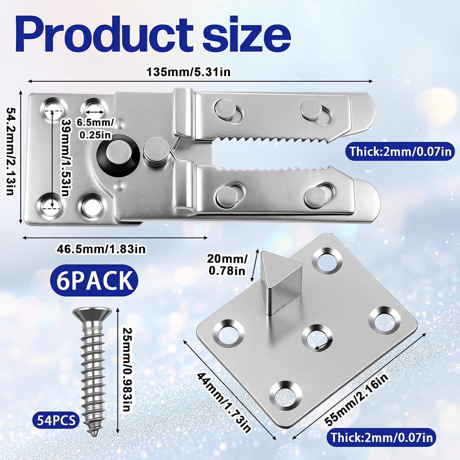 6 Pack Sectional Couch Connectors, Heavy Duty Sofa Connectors with Screws, Interlocking Alligator Couch Connector, Couchs Clamps to Make Sectional Stay (Galvanized Iron, 6 Pack+54 Screws)