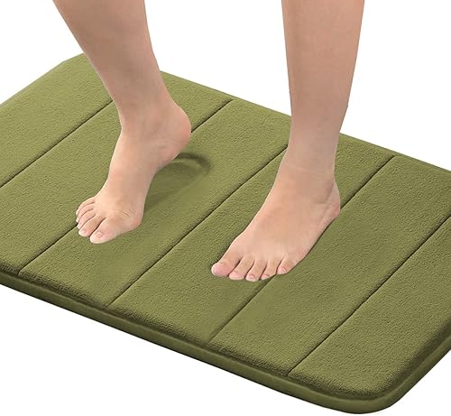 Miniatura 10 de Flamingo P Tapete de baño de espuma viscoelástica, antideslizante, de secado rápido, lavable a máquina, tapete de baño grueso para suelo de baño y