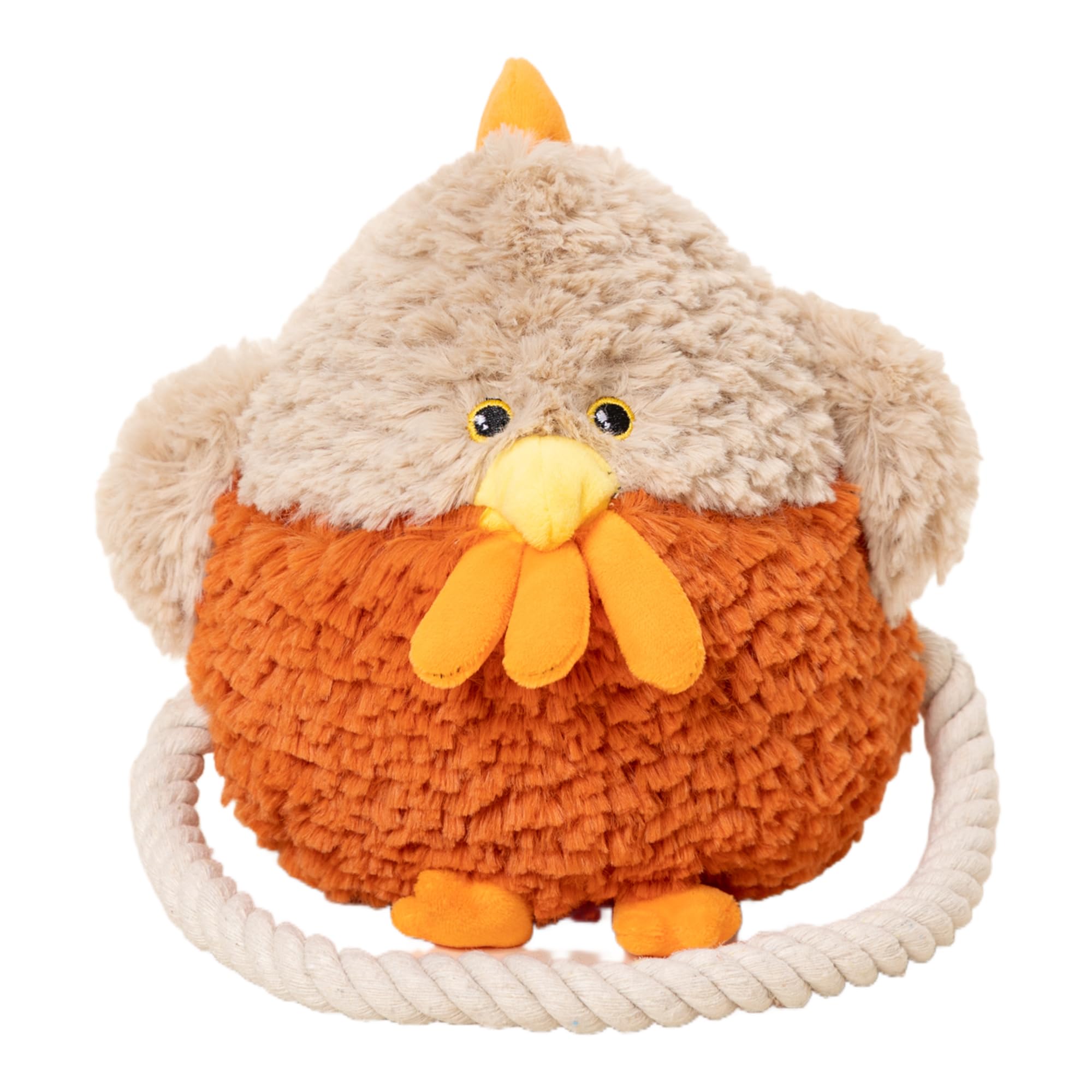 Tihoho Plush Squeaky Dog Toy Crinkle Paper and Rope Interactive Stuffed Animal Dog Toys for Small and Medium Dogs Toys Cute Puppy Birthday Present(Orange)