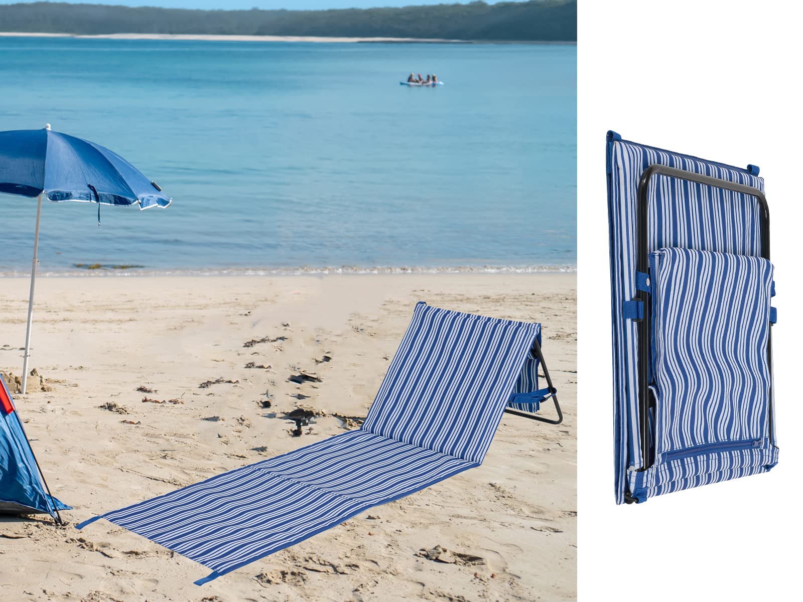 Campart Brittany składana mata plażowa - do 120 kg - wyściełana - uchwyt do przenoszenia, niebieski