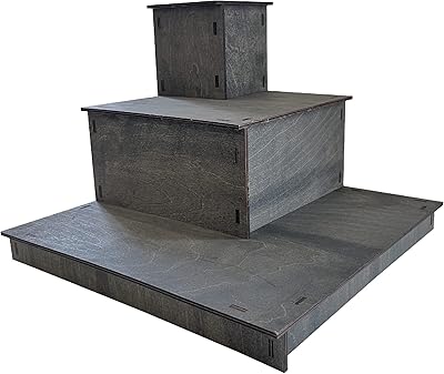 Versatile 3-Tier Wooden Portable Display Stand | Ideal for Craft Shows, Farmers Markets, and Tradeshows | Easy Assembly | Bottles, Soap, CBD, Jewelry, Cups, Tumblers, and Coasters (Black, CORNER)