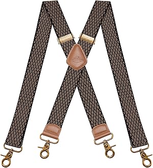 Dresime Mens Braces for Trousers with Strong 4 Hook-Clips, Vintage Suspenders Braces for Men & Women Heavy Duty Elastic Adjustable X Shape