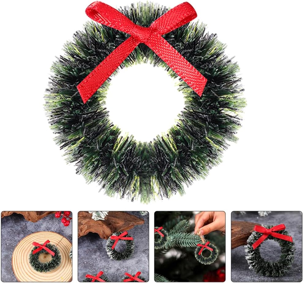 GLEAVI 12pcs Dollhouse Miniature Christmas Wreath: Dollhouse Accessories Dollhouse Holiday Decoration for Dollhouse Window Fireplace Kitchen - Image 3