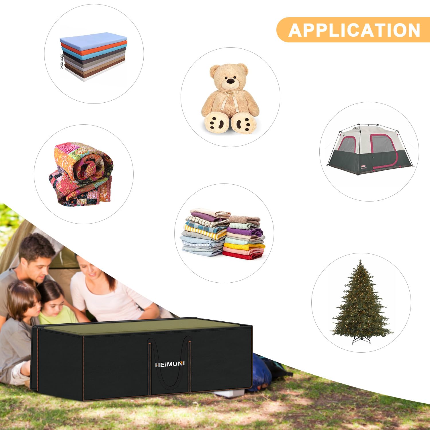 Sac de Rangement pour Coussins de Jardin 420D Oxford | Sac de Rangement pour Sapin de Noël avec Fermeture éclair, Housse de Rangement Coussin Exterieur 130x45x55cm