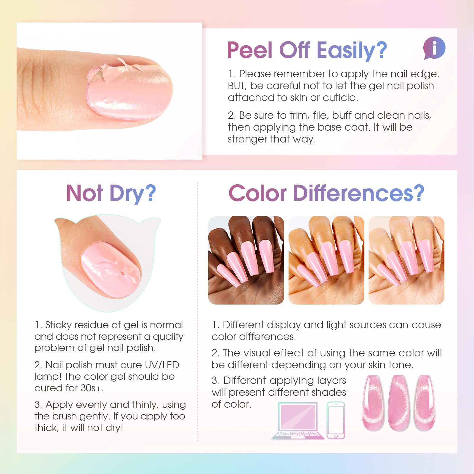 ROSALIND UV Nagellack Magnetisch Set,48Stück Rosa Rot Cat Eye Gel Nagellack