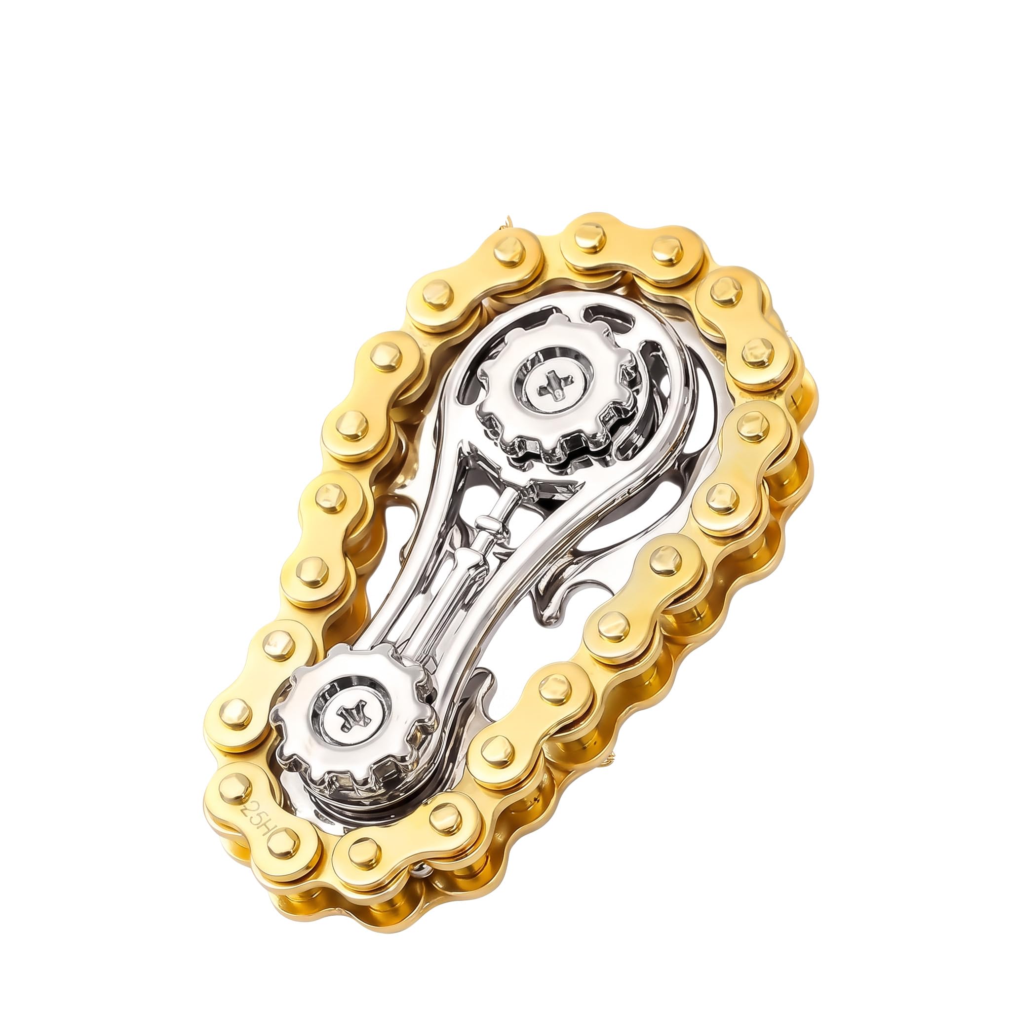Bike Chain Fidget Toy,Fidget Chain Sensory Toys,Metal Sprocket Chains,Assemble Fidgets Spinner Ring Toys,Adult Fidgets Gadgets,Durable Mechanics,Sliver Black Gears Hand Rotating for Relieve Stress — image 1