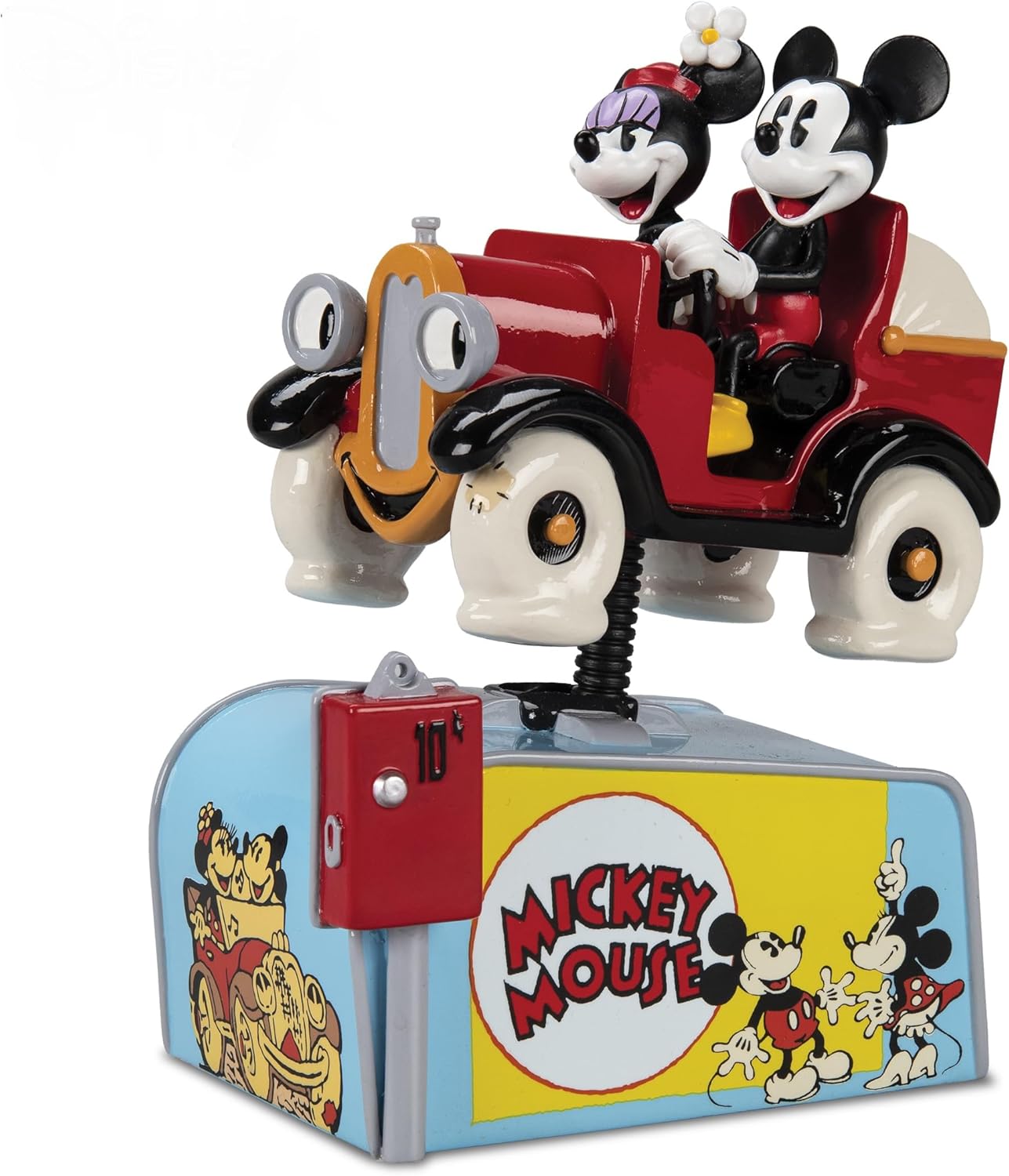 Hand-Painted Musical Sculpture Featuring Disney's Mickey Mouse & Minnie Mouse Riding A Coin-Op Ride