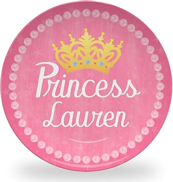 Tiny Expressions Personalized Princess Plate with Custom Name, 10" Diameter
