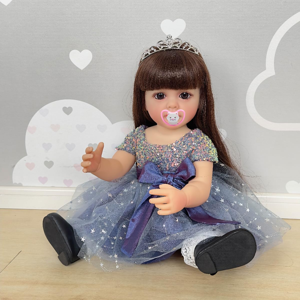 Wamdoll 22 Inch Realistic Reborn Baby Doll - Full Body Silicone Vinyl, Blond Hair, Anatomically Correct