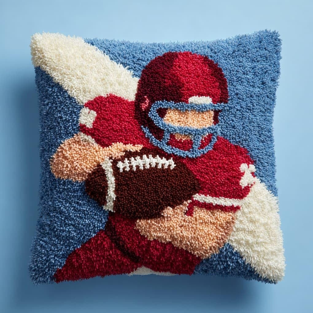 WallustrioaW Latch Hook Cushion Cover Kit,Baseball Player