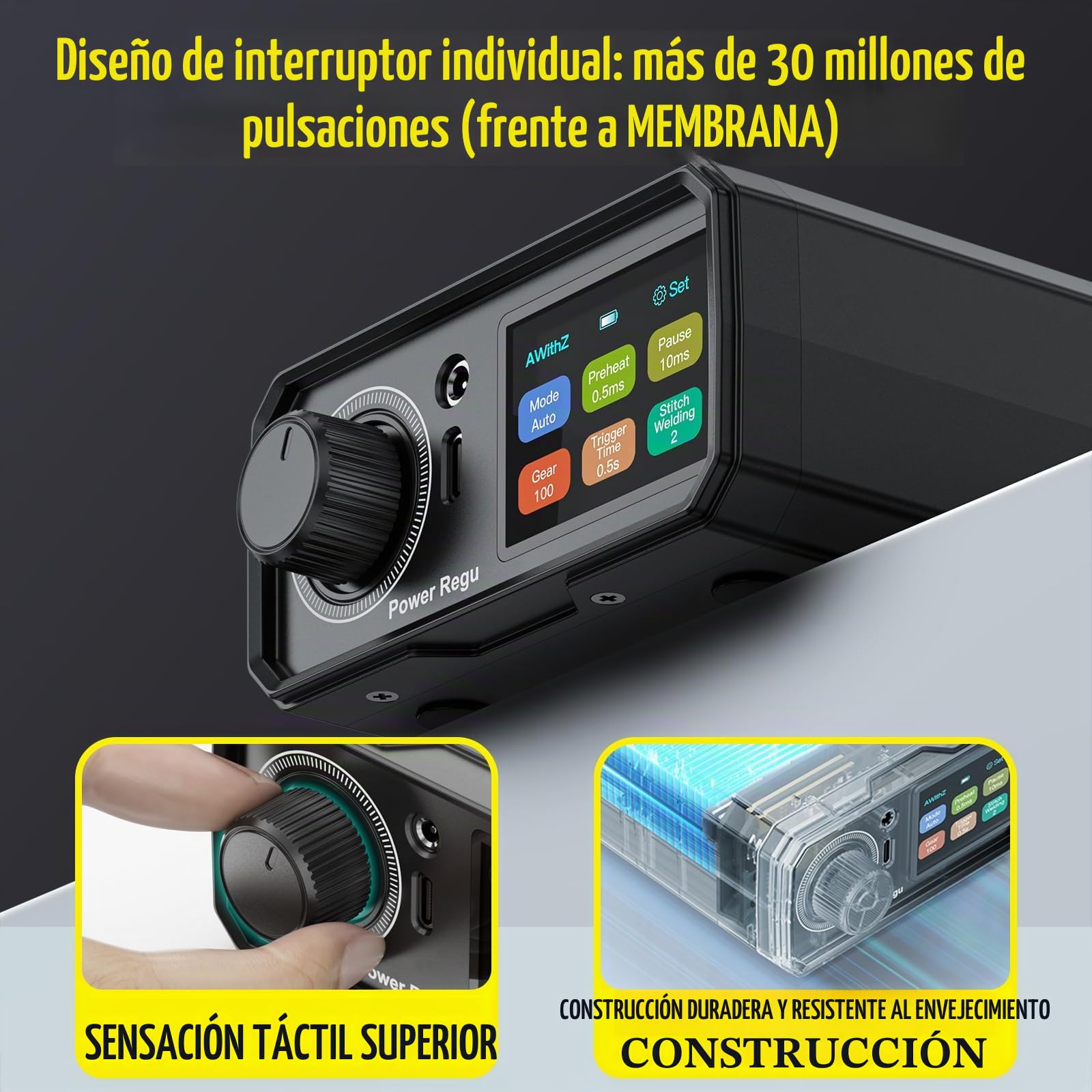 Soldadora de puntos con batería, 9000W, UK3, 10000mAh, mando con botón giratorio, 100 marchas, pedal de pie, soldador de puntos de 0,1–0,3mm para hacer paquetes de baterías DIY