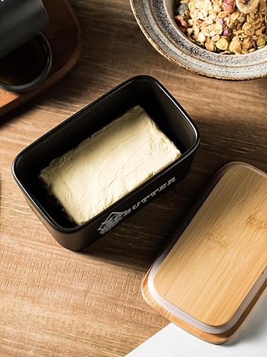 Miniatura 8 de LYEOBOH Mantequillera de cocina, platos de mantequilla de granja con tapa para encimera, soporte hermético de mantequilla cubierto hermético para