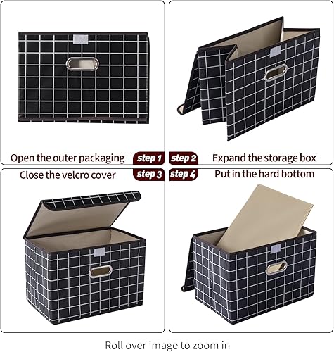 Vista 124 de STOREONE Contenedores de almacenamiento de tela, contenedor organizador plegable con tapas y asas de metal, para el hogar, dormitorio, armario, 3