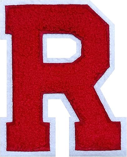 Miniatura 39 de 2 parches de letras de felpilla termo-adhesivas de 4.5 pulgadas, parches de letras universitarias con puntada de felpilla roja/blanca para ropa (H)