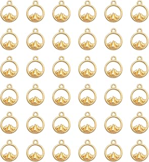 Ruwado 50 Pcs Circle Mountain Charms Mini Metal 1.1 x 1.4 cm Cute Pendant Supplies for DIY Jewelry Making Finding Necklace Bracelet Keychain Handmade Decoration