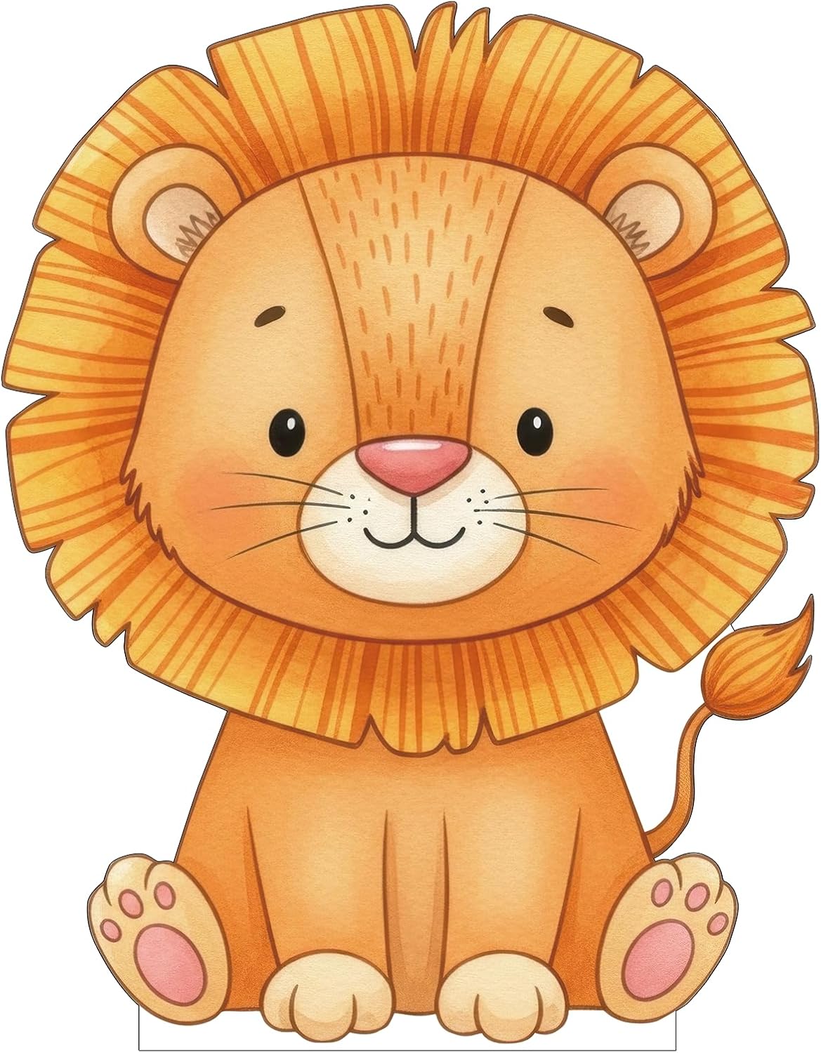Cartoon Lion 4FT Life Size Cardboard Cutout, Woodland Safari Animal Standup, Cute Table Decoration for Baby Shower, Kids Birthday, Jungle Party, Photo Prop, 1PC