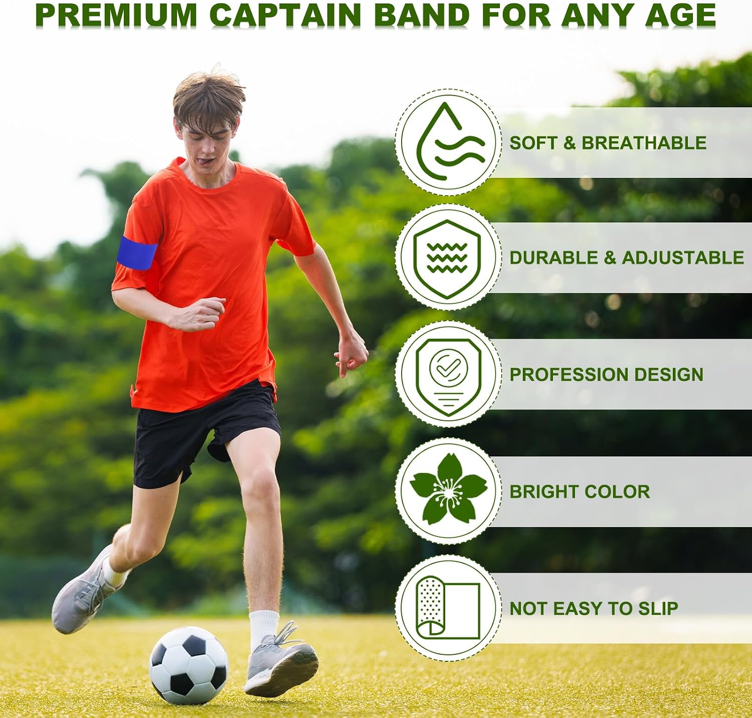 PATIKIL Soccer Captain Armband, Captain Arm Bands for Soccer Elastic Captain Arm Band Sports Captain Armbands for Youth Adult Football Team Training