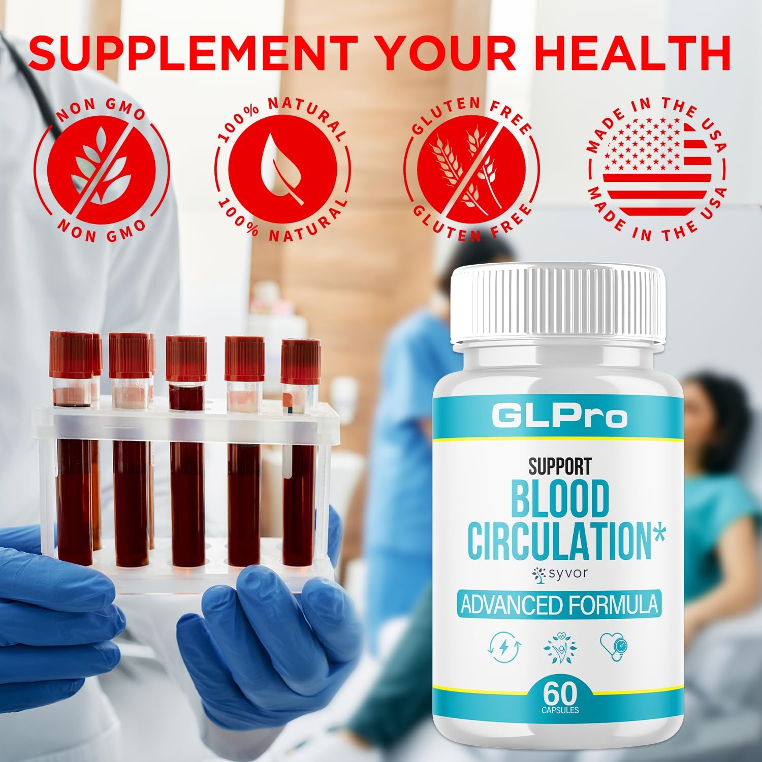(2 Pack) GLPro Blood Capsules, Official GLPro Blood Health Support Pills with All Natural Ingredients, Advanced Formula Supplement with Maximum Strength Premium Vitamins for Women & Men (120 Capsules)