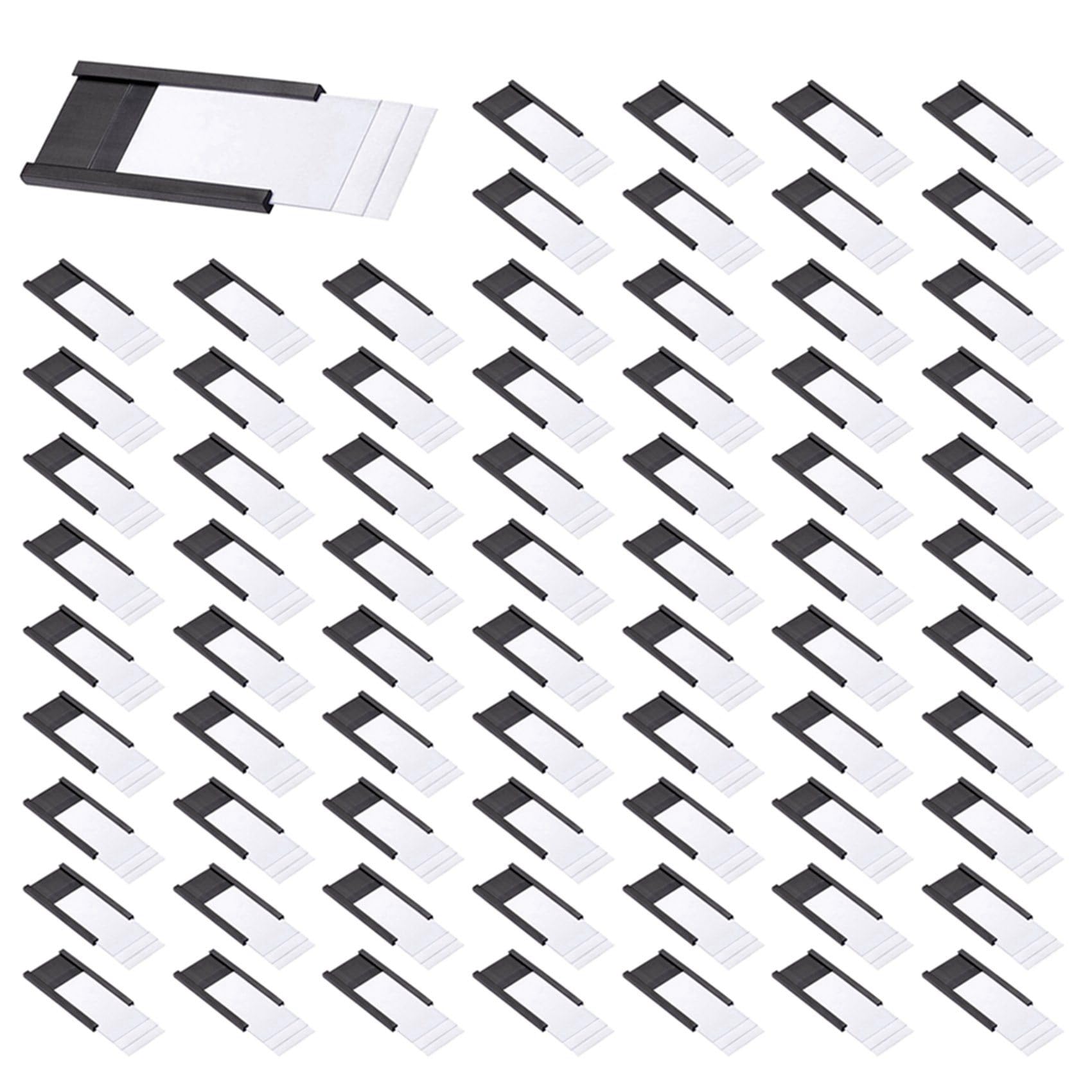 200 PièCes Porte-ÉTiquettes MagnéTiques avec Porte-Cartes de DonnéEs MagnéTiques avec Protecteurs en Plastique Transparent pour ÉTagèRe en MéTal (1 X 2 Pouces)