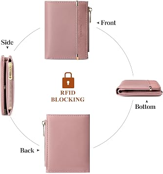 FALAN MULE Small Wallet for Women RFID Blocking Purse for Women Bifold Card Holder Small Purse with Zipper Coin Pocket Women's Wallets for Cash, Cion, Card, Bill