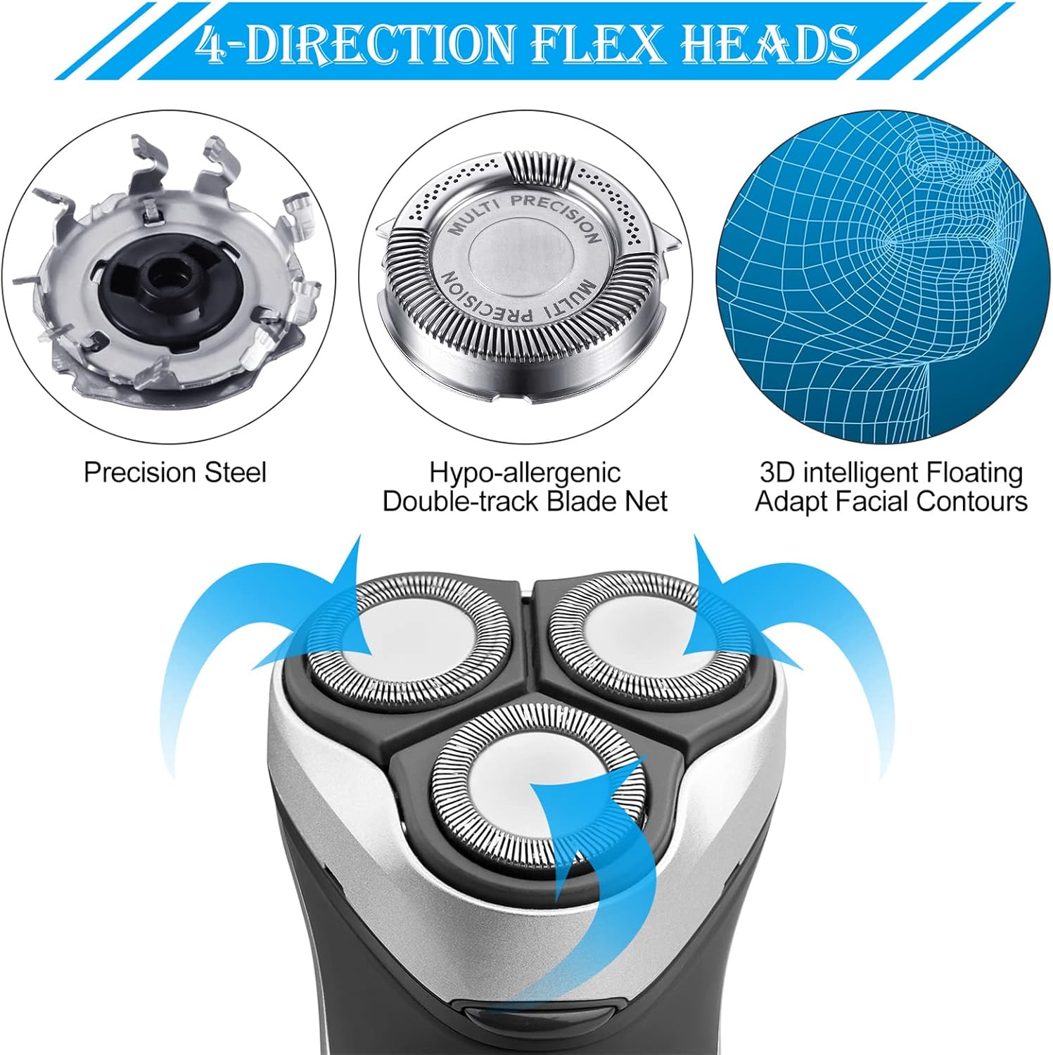 6 Pieces SH50/52 Shaver Replacement Heads for Shaver Compatible with Shaver Series 5000 (S5xxx), AquaTouch (S5xxx), AquaTouch (AT8xx, AT7xx) and PowerTouch (PT8xx, PT7xx), 9 Blades