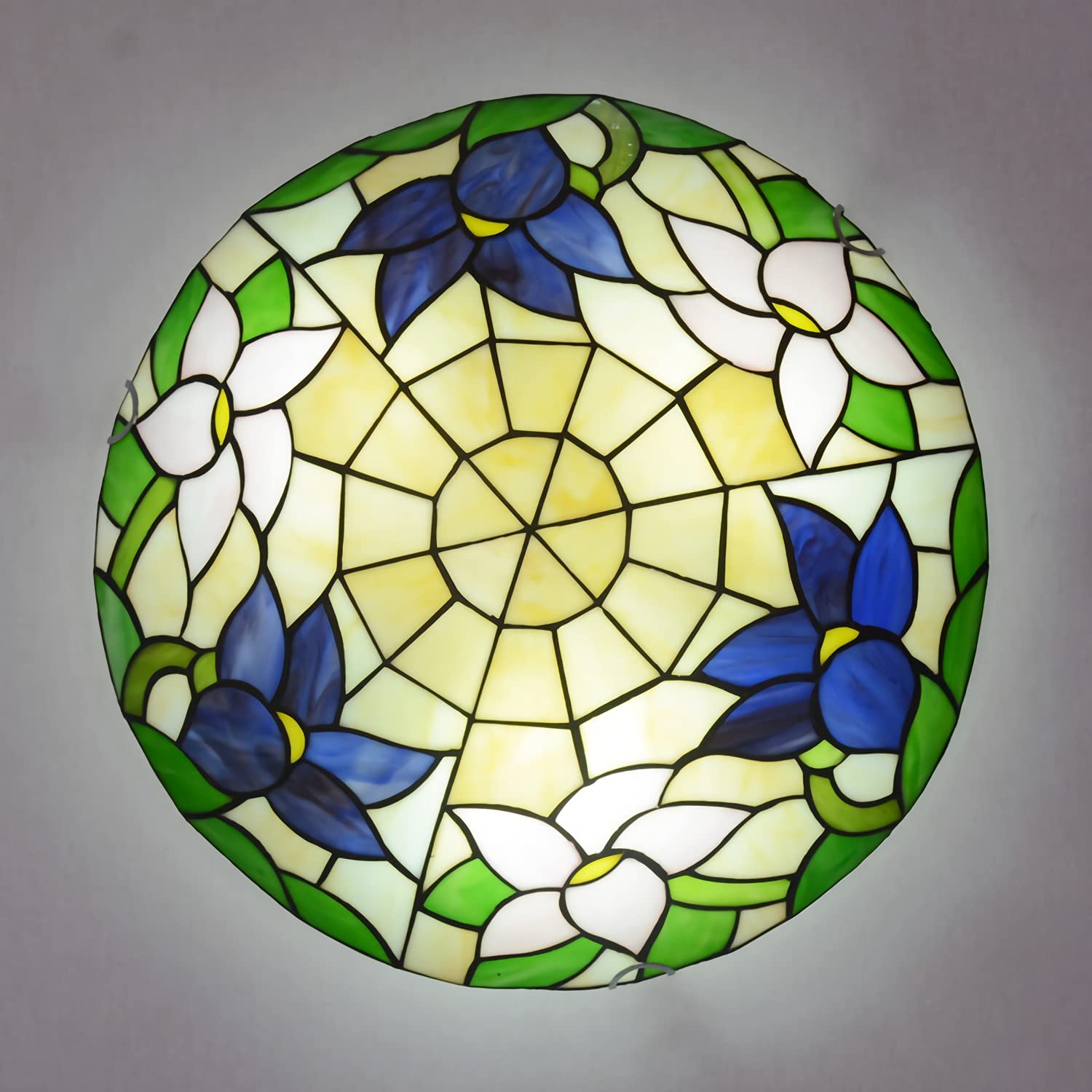 Plafonnier en vitrail fait main luminaire chic et dimmable pour salon rustique
