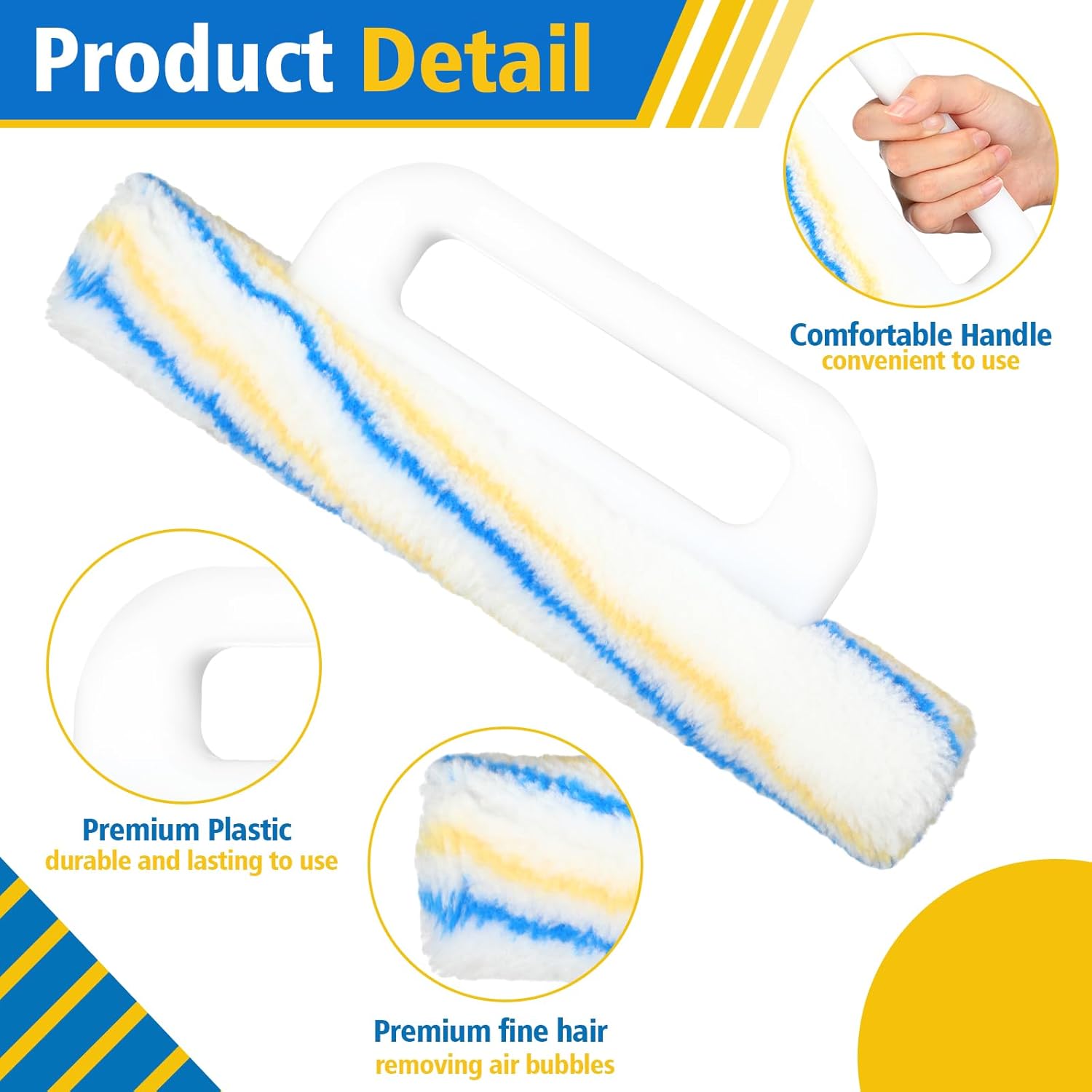 Lothee 12.4 Inch Woven Wallpaper Smoothing Tool Wallpaper Smoothing Brush with Handle for Delicate Wallcoverings