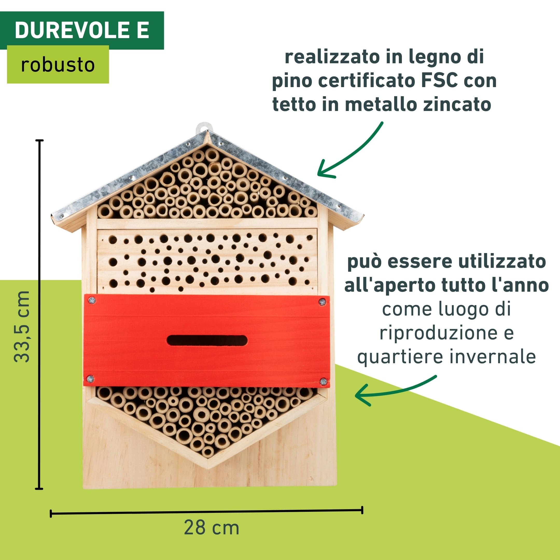 Windhager Hotel per insetti "Hexagon" - casetta per Insetti, casa degli insetti, albergo per insetti - Casetta insetti per api, coccinelle, crisopidi - Hotel per api da appendere