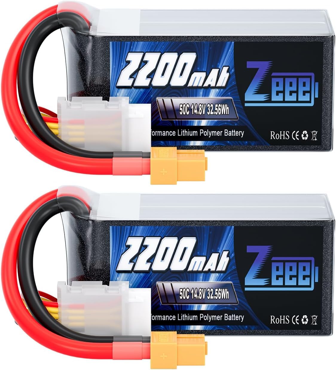 Zeee 4S Lipo 2200mAh 14,8V 50C Batteria RC con connettore XT60 (2 pezzi)