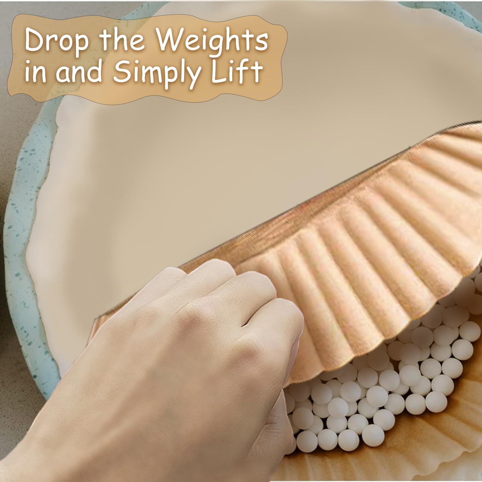 LYX&GC Ceramic Pie Weights Set - 2.2 LB With Straw Box & 50 Parchment Liners For Blind Baking 8-10" Pies