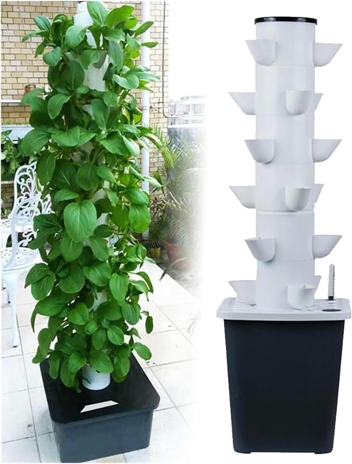 AMNOOL Tower Garden Hydroponics Growing System, Hydroponics Tower Garden Hydroponic Growing System, Fruits and Vegetables, Indoor Herb Garden Kit with Hydrating Pump, Net Pots and Timer