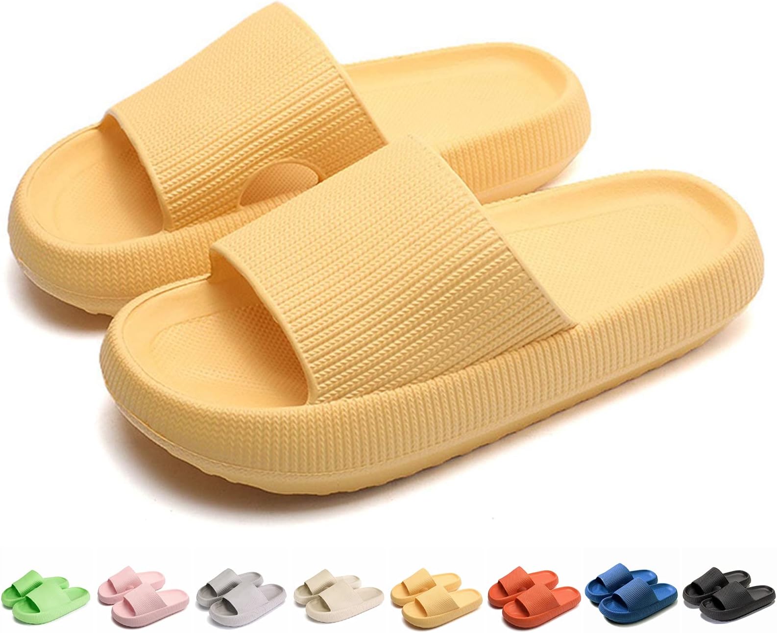 Pillow Slides Slippers, Non-Slip Quick Drying Super Soft Thick Sole Massage Cushioned Open Toe Sandals, EVA Platform Shoes Summer Pool Gym Shower Bathroom Slipper Home Slippers for Women and Men
