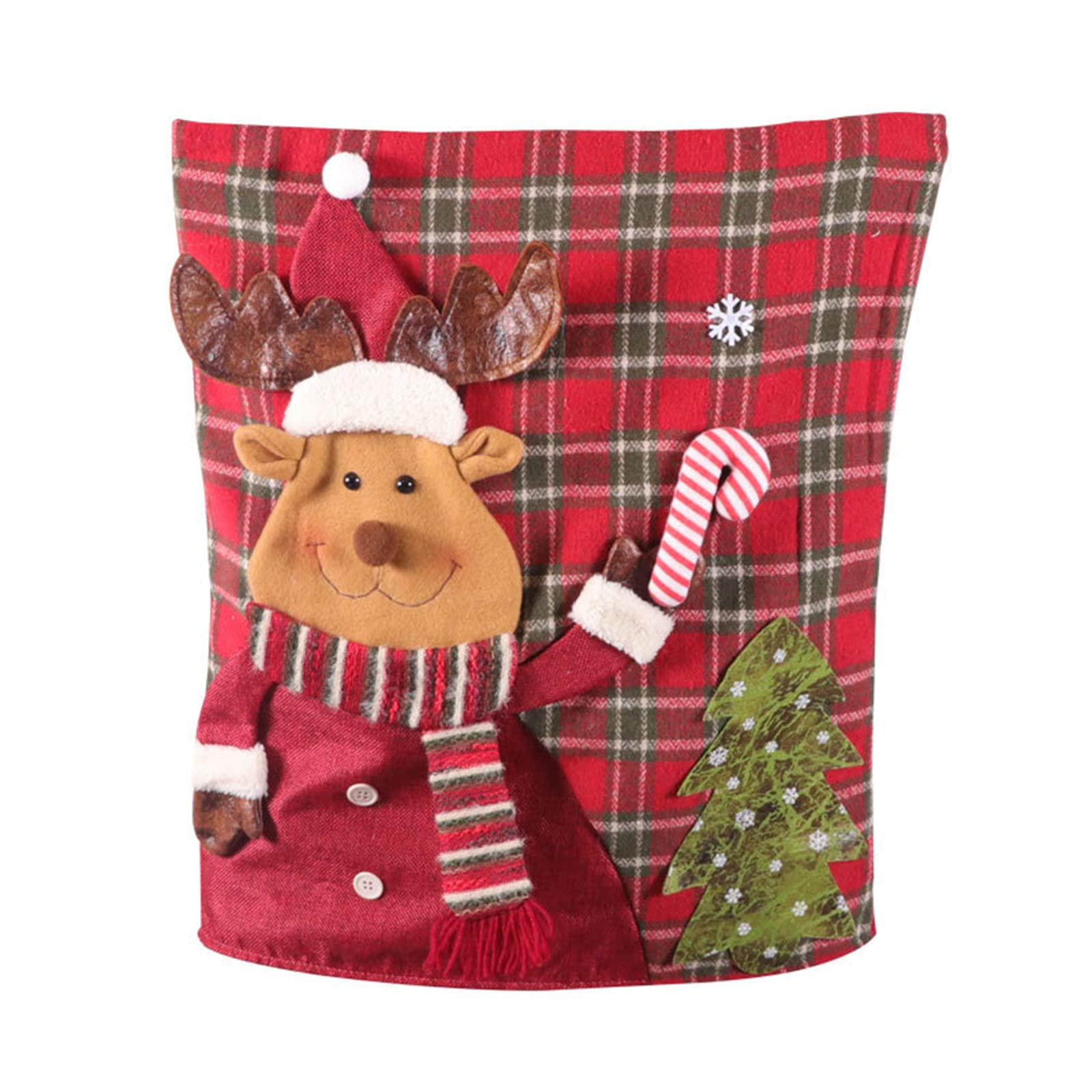 Kalttoy Deer Santa Snowman Dinner Chairs Cover Rein Chair Slipcover Protector For Kitchen Hotel Holiday Party Decor Chair Slipcovers For Dining Room