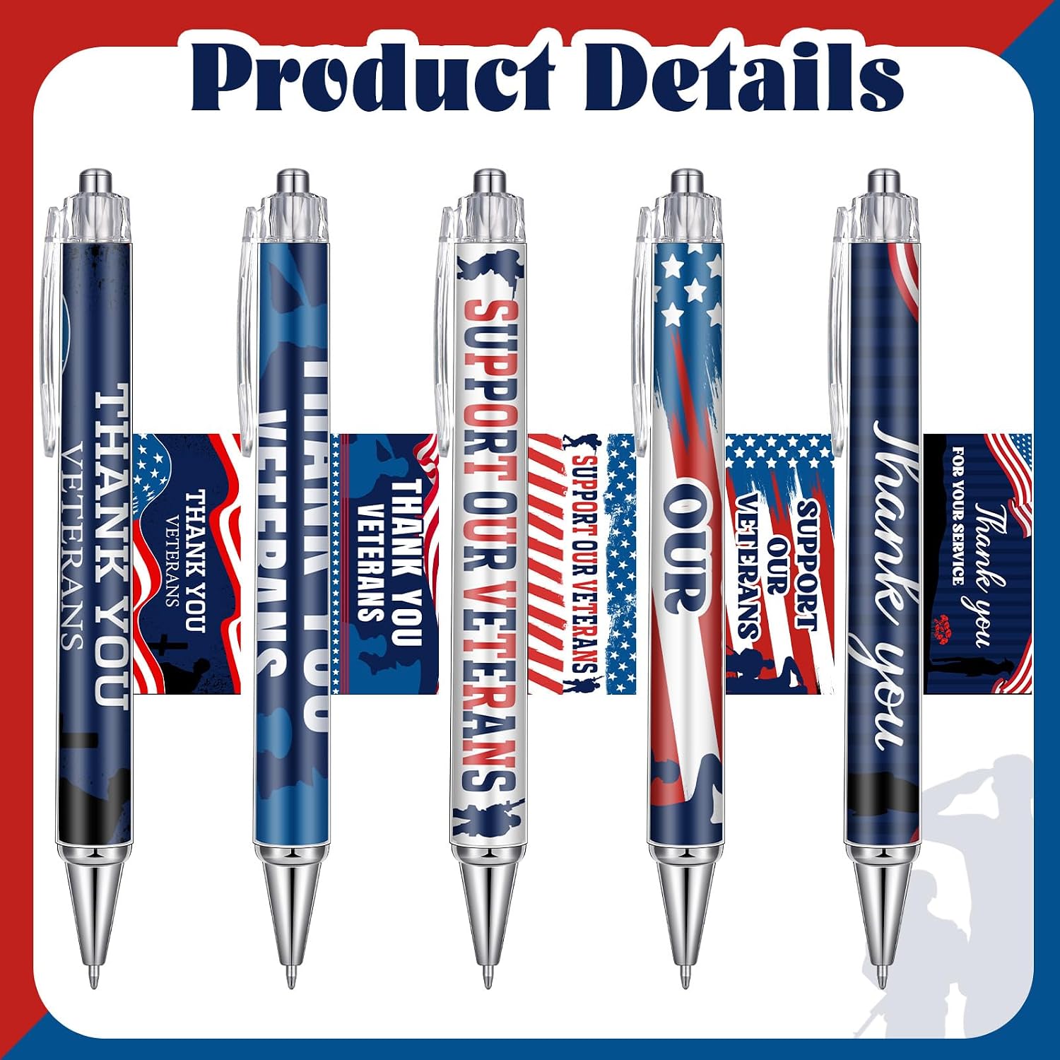 Engrowtic 50 Pcs 250 Anniversary Patriotic Gift Bulk USA American Flag Ballpoint Pen Patriotic USA Gifts Pen Bulk with Retractable Black Gel Ink Ballpoint for 4th of July Remembrance Day Gift