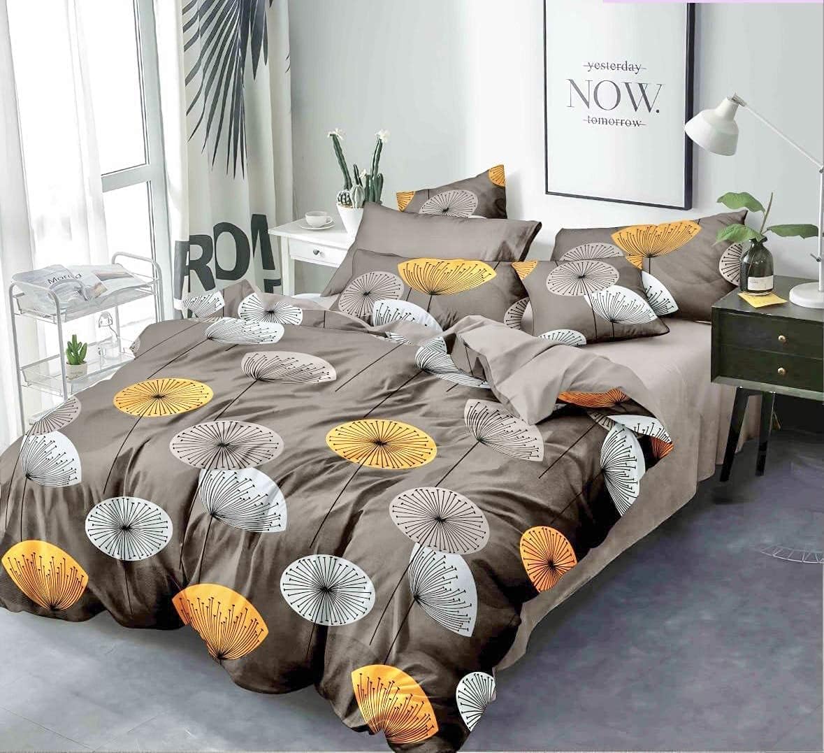 ZWERVE Glace Cotton Elastic bedsheet King Size Elastic Fitted bedsheets Double Bed bedsheet 72x78 inches (fits Upto 6" inches Mattress) (King, Brown)