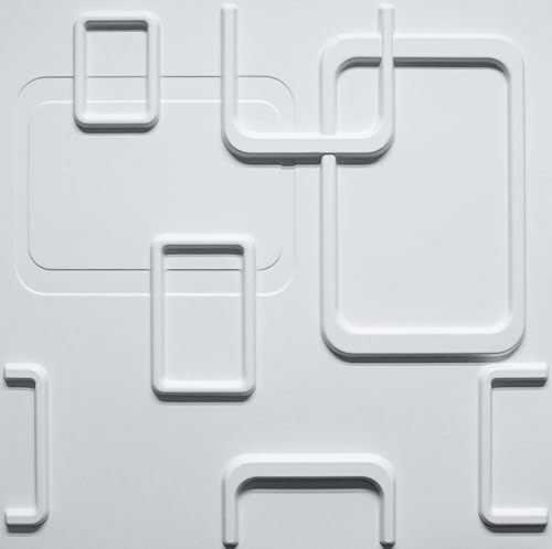 Dundee Deco Paneles de pared 3D  Formas geométricas pintables de PVC blanco para decoración de pared interior, 19.7 x 19.7 pulgadas, cubre 2.7 pies